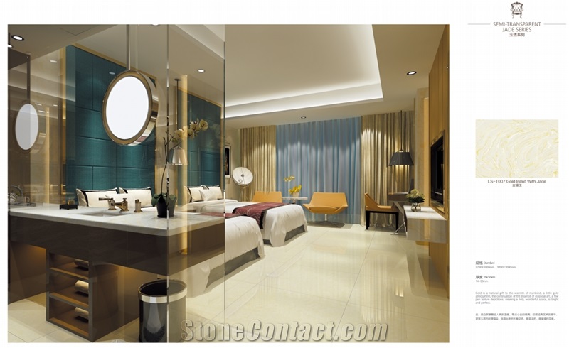 Ls-T007 Gold Inlaid with Jade / Artificial Stone Tiles & Slabs