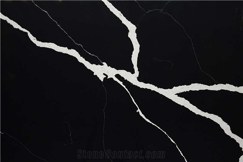 Polished Quartz Calacatta Black06 Vm-17912 No.34 Quartz Tiles&Slabs