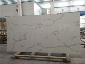 Polished Quartz Calacatta White K106-Slabs Quartz Tiles&Slabs Flooring