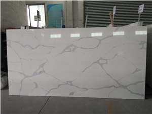Polished Quartz Calacatta White K106-Slabs Quartz Tiles&Slabs Flooring