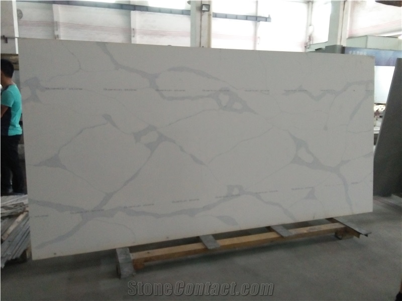 Polished Quartz Calacatta White K106-Slabs Quartz Tiles&Slabs Flooring