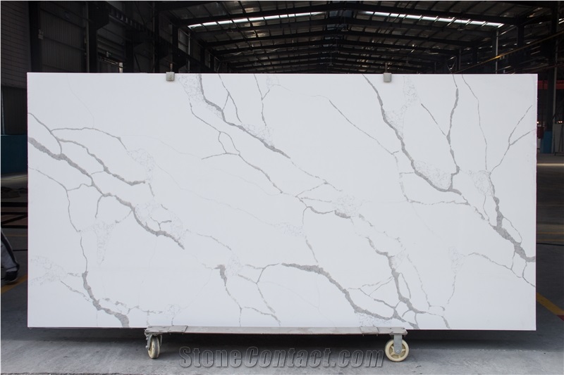 Polished White Quartz Xka1199-Calacatta Flutter Quartz Tiles&Slabs
