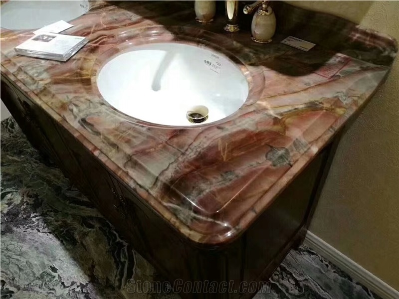Venice Red Marble for Vanity Top Custom Made