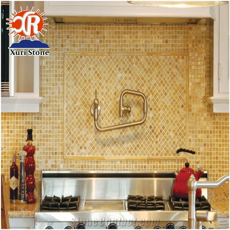 Chinese Original Yellow Honey Onyx Basketweave Mosaic