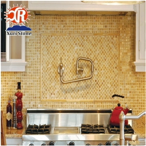 Chinese Original Yellow Honey Onyx Basketweave Mosaic