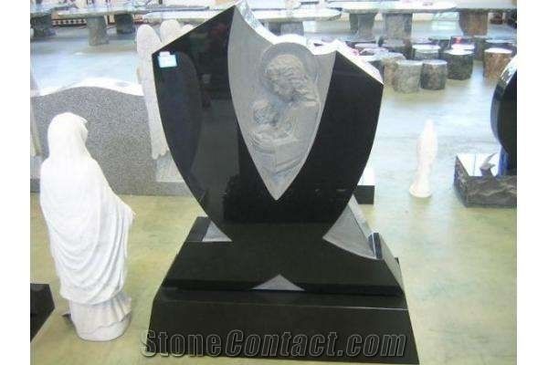 Angle Headstones, Heart Headstones, Black Granite Headstone