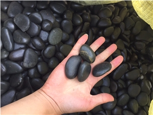 Normal Polished Black Pebble Stone with High Temperature Wax