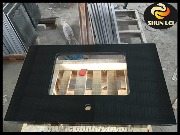 Polished China Black Granite Customized Countertop and Bathroom Vanity