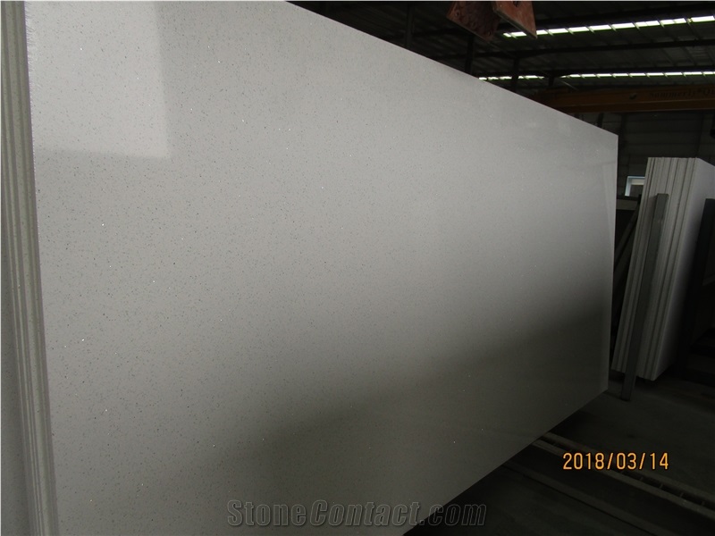 Sparkling White Artificial Quartz Stone Slabs