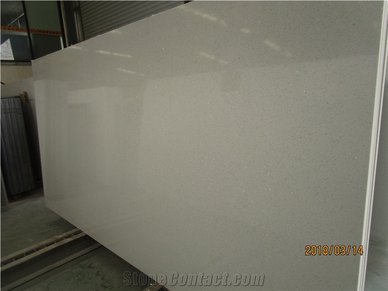 Sparkling White Artificial Quartz Stone Slabs