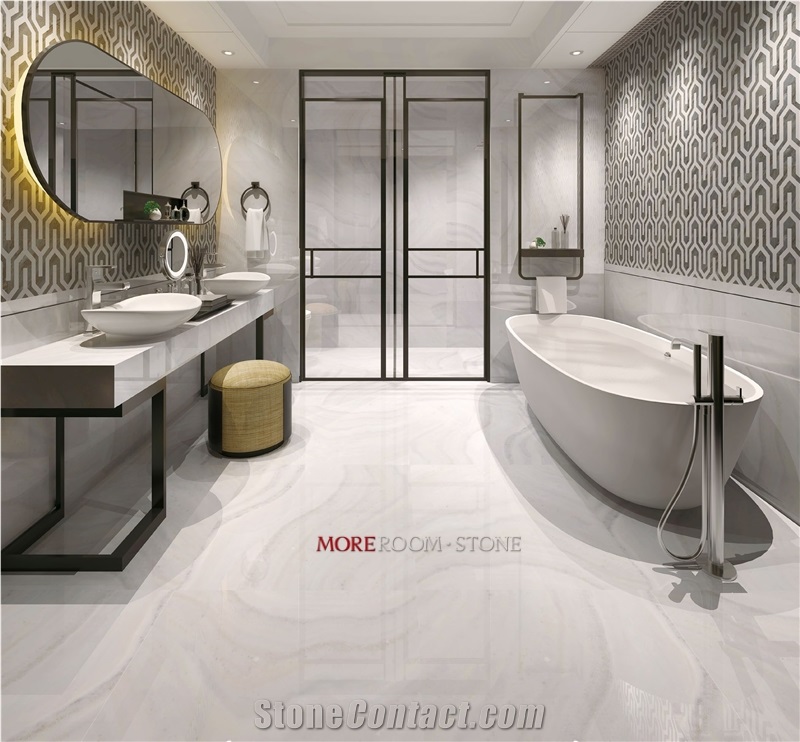 Moreroom Stone Glazed White Onyx Marble Look Porcelain Tile 80x80