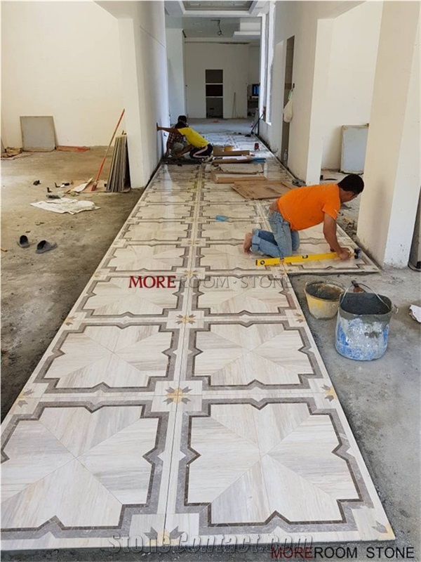 Moreroom Stone Water Jet Marble Look Porcelain Tile Design for Floor