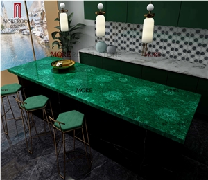 Moreroom Stone Waterjet Pattern Semiprecious Stone Green Malachite