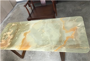 Beige Jade Office Desk Top Green Onyx Worktop Furniture