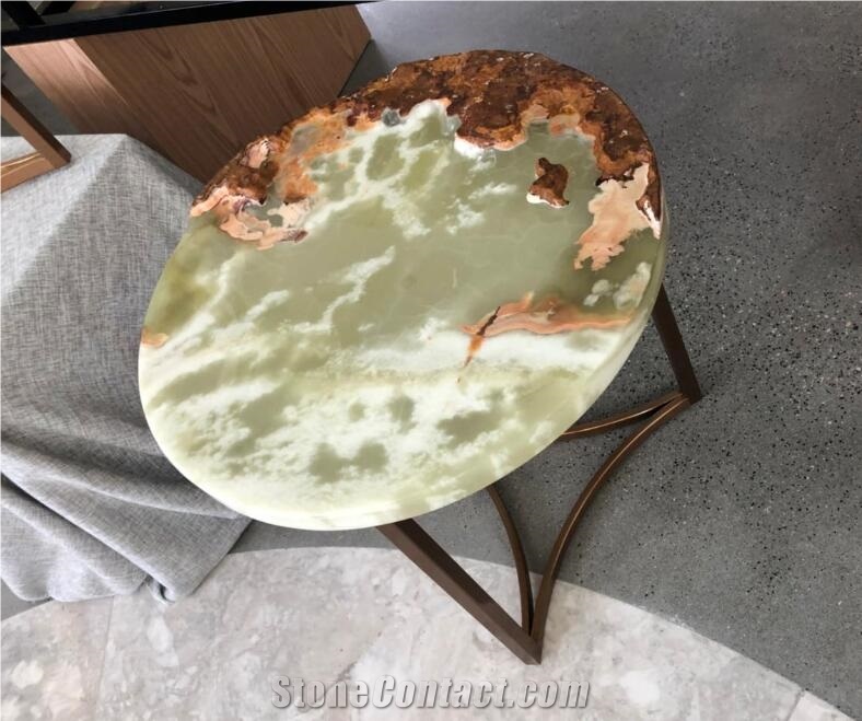 China Red Dragon Onyx Round Table Coffee Tea Corner Desk Top Furniture