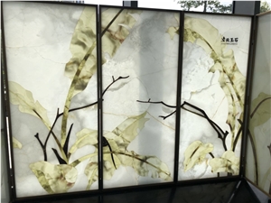 Green Onyx Partition Foldin Screen Byobu Accordion Jade Furniture