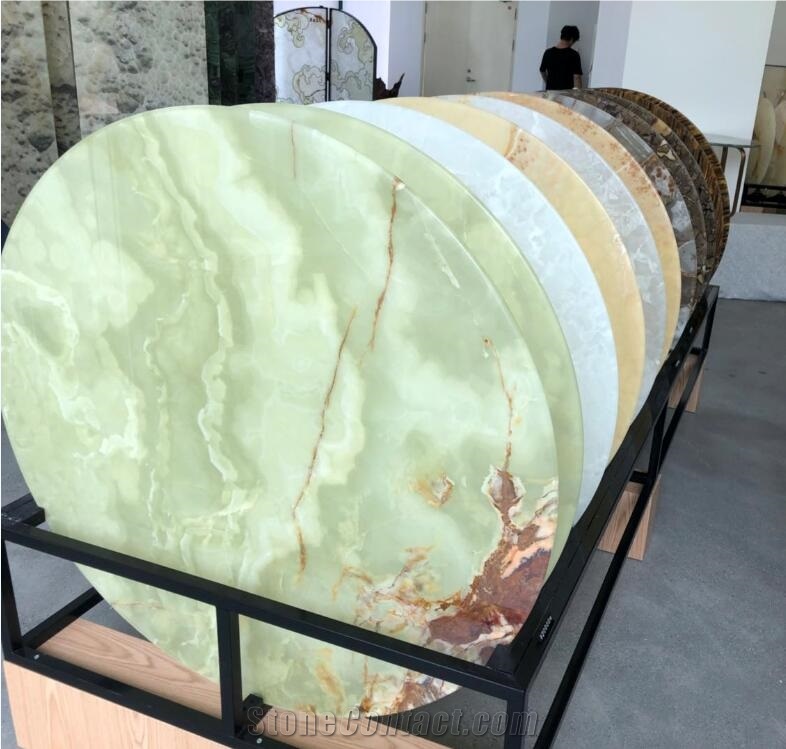 Green Onyx Round Coffee Table Jade Tea Tabletop Furniture