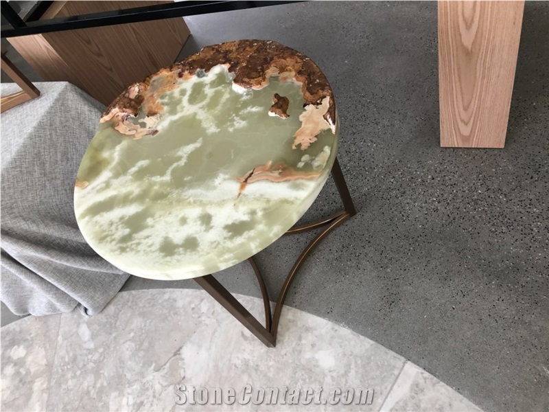 Green Onyx Round Table Coffee Tea Corner Desktop Furniture