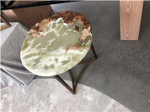 Green Onyx Round Table Coffee Tea Corner Desktop Furniture