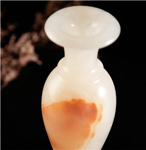 Jade Carving Handicraft Gemstone Flower Vase Pot Sculpture Gift