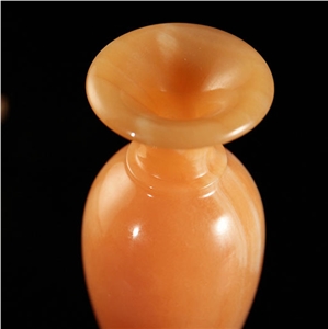 Jade Carving Handicraft Gemstone Flower Vase Pot Sculpture Gift