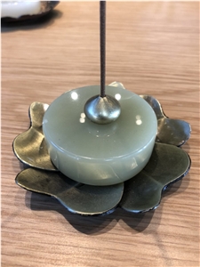 Onyx Incense Burner Bronze Holder Home Decor Art Works Brass Sculpture