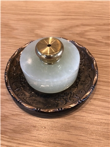 Onyx Incense Burner Bronze Holder Home Decor Art Works Brass Sculpture