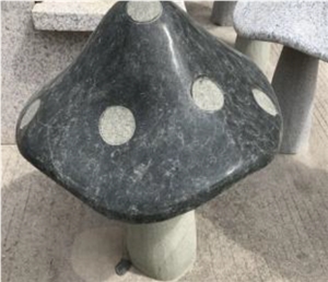 Stone Mushrooms Sculpture, Blue Grey Landscaping for Garden Decoration