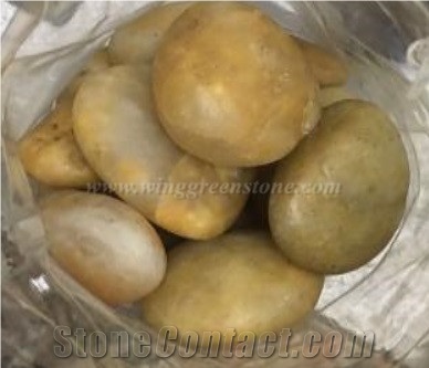 Yellow Pebble, Flat Pebble, Yellowish Gravel, Beige River Stone