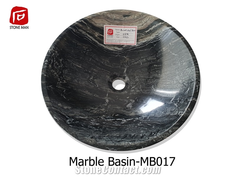 Ancient Wood Marble Round Basin Sink