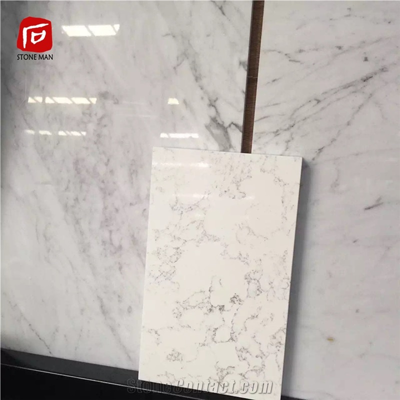 Artificial Carrara White Quartz Stone Slab