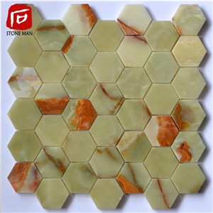 Hexagonal Green Onyx Mosaic Tiles