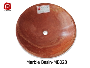 Red Travertine Round Basin Sink