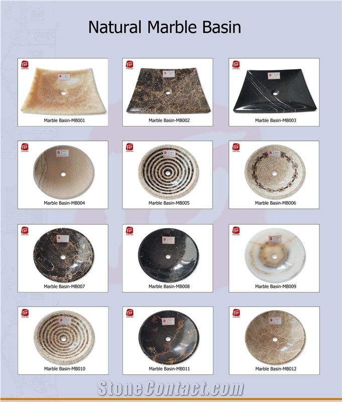 Red Travertine Round Basin Sink