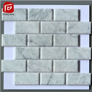 Square Shaped White Marble Brick Mosaic Tiles