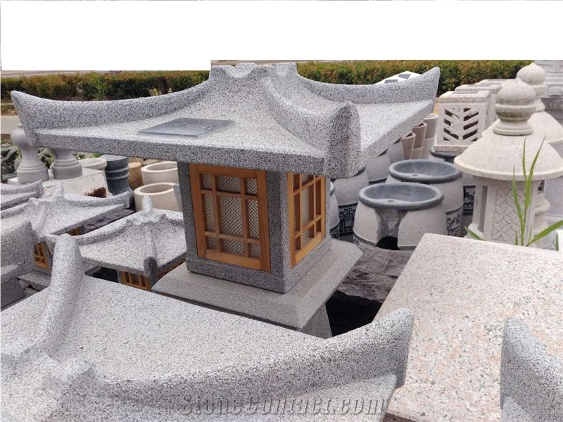 Japanese Style Solar Lanterns Granites Garden Stones Lanterns