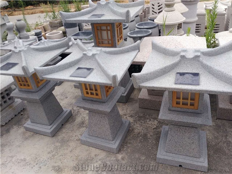 Japanese Style Solar Lanterns Granites Garden Stones Lanterns