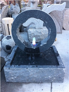 Dark Grey Granite Stone Garden Fountain Dark Grey Granite Stone Garden Fountain