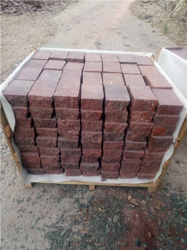 China G666 Red Porphyry Paving Tile, Paver, Flame, Split