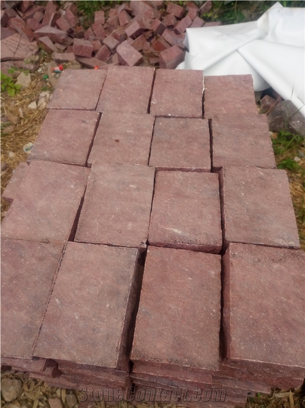 China G666 Red Porphyry Paving Tile, Paver, Flame, Split
