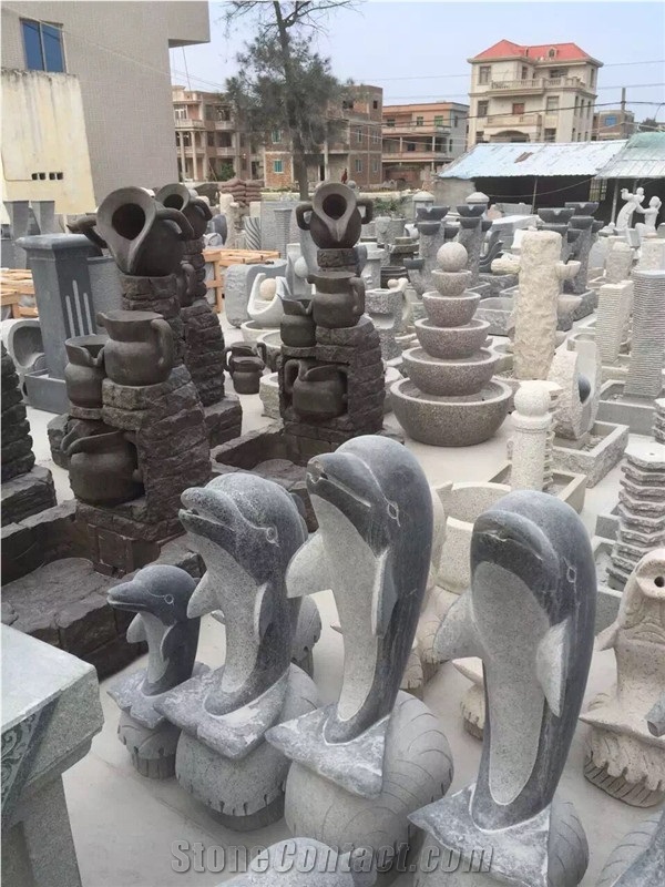 Outdoor Granite Dolphin Water Fountain for Sale
