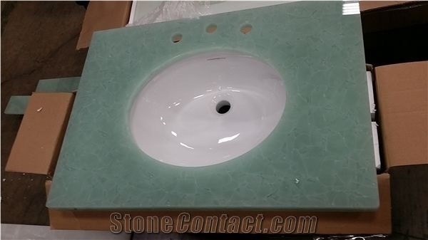 Bathroom Vanity Tops with Crystal Onyx Jade Glass