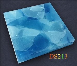 Crystallized Glass Stones, Blue Jade Recycled Glass Slab Crystallized Glass Stones, Blue Jade Recycled Glass Slab