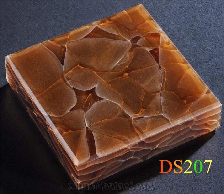 Honey Brown Crystallized Onyx Jade Glass Slab
