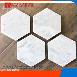 Carrara Marble Hexagonal Coasters, White Marble Marble Coasters Carrara Marble Hexagonal Coasters, White Marble Marble Coasters