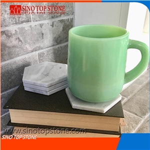 Carrara Marble Hexagonal Coasters, White Marble Marble Coasters