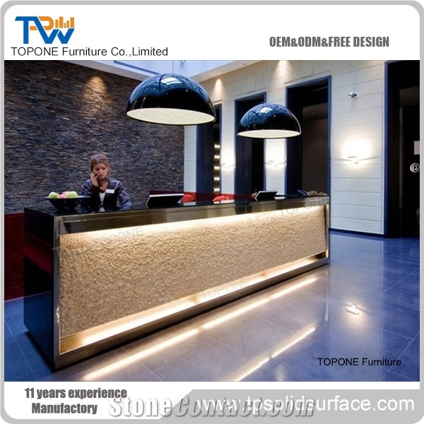 Artificial Marble Led Reception Desk