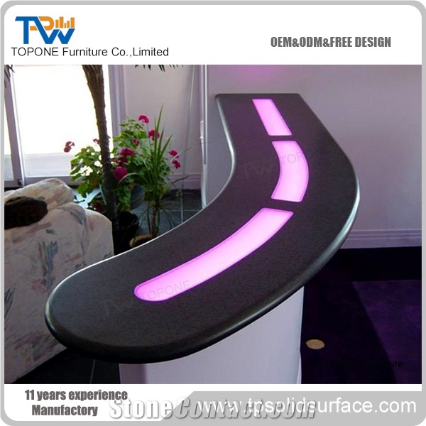 Half Round Simple Artificial Stone Reception Counter for Sale