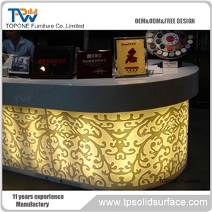 Half Round Simple Artificial Stone Reception Counter for Sale