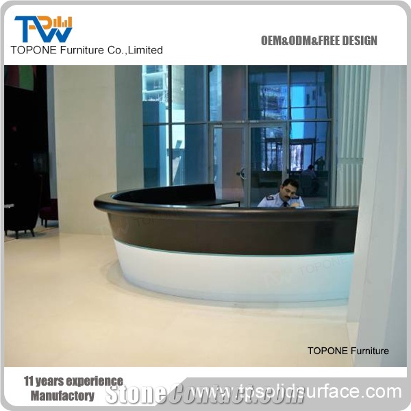 Half Round Simple Artificial Stone Reception Counter for Sale